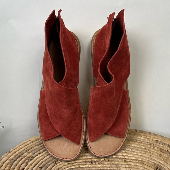 Born Iwa Suede Sandals Rust Orange Leather 8 - Picture 2 of 11
